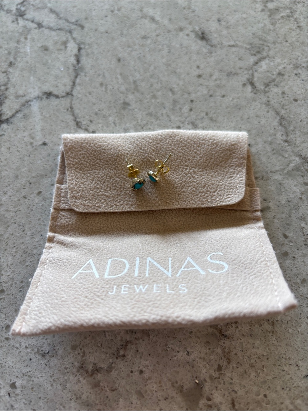 Adina Eden Turquoise Mini Heart Stud Earrings - Picture 2 of 4